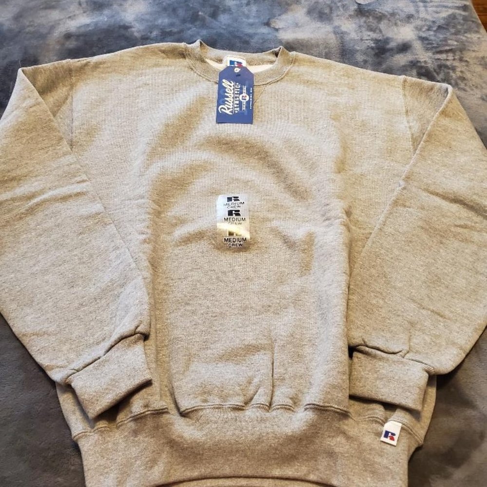 RUSSELL ATHLETIC GRAY FLEECE CREW SWEATSHIRT - NWT